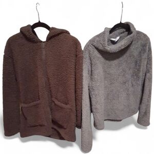 Sz L Brown and Gray Sherpa Jacket/ Sweater